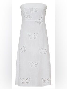 Maia Bergman Lola Butterfly Linen Midi Dress NWT Size Medium